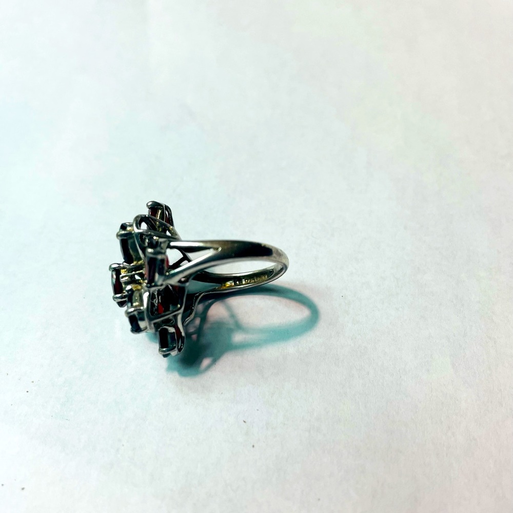 Garnet Floral Ring 925 Silver - Picture 14 of 14